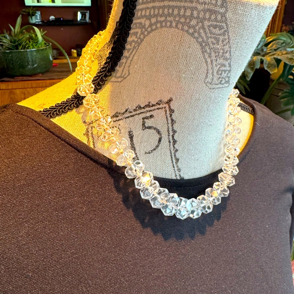 Amazing vintage Czech glass faceted bead necklace